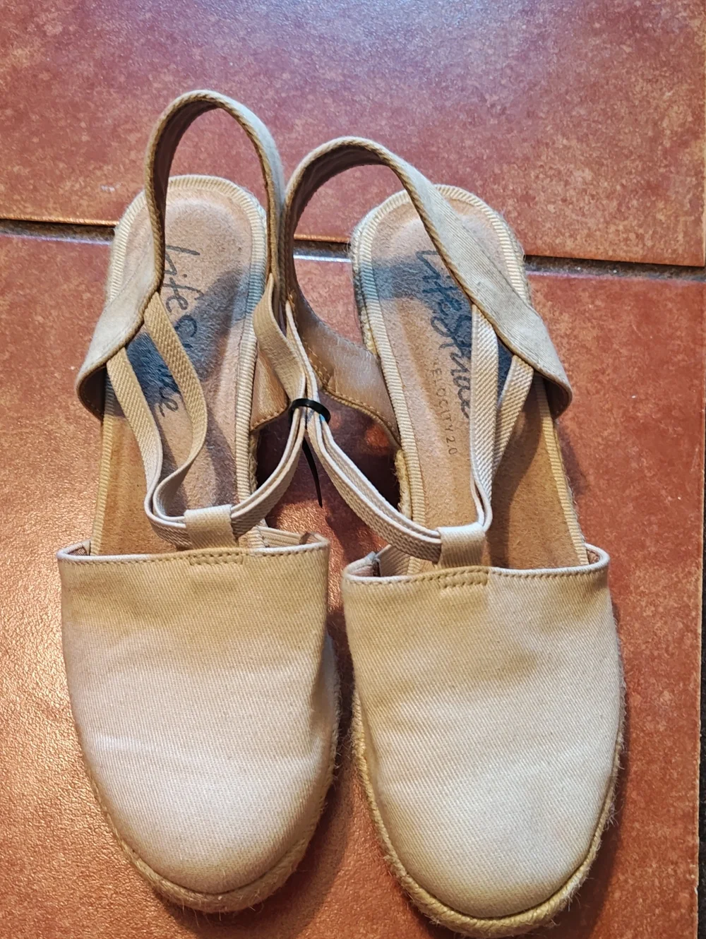 Life Stride Beige Tan Canvas Espadrille Slingbacks